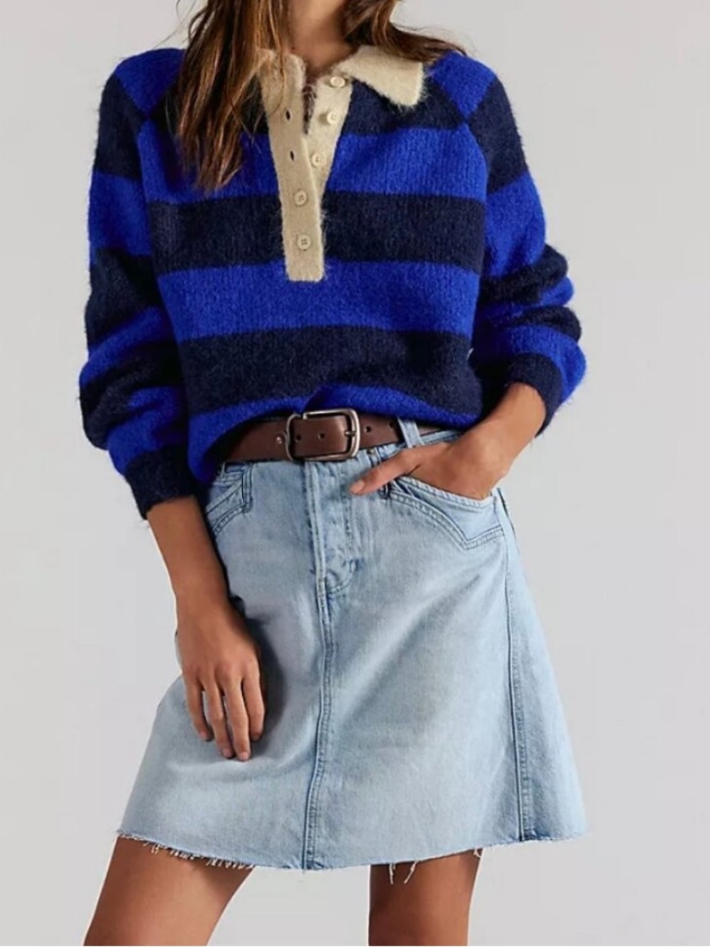Free People We The Free Suzy Denim Midi Skirt, Size 24/ Size XS, NWT